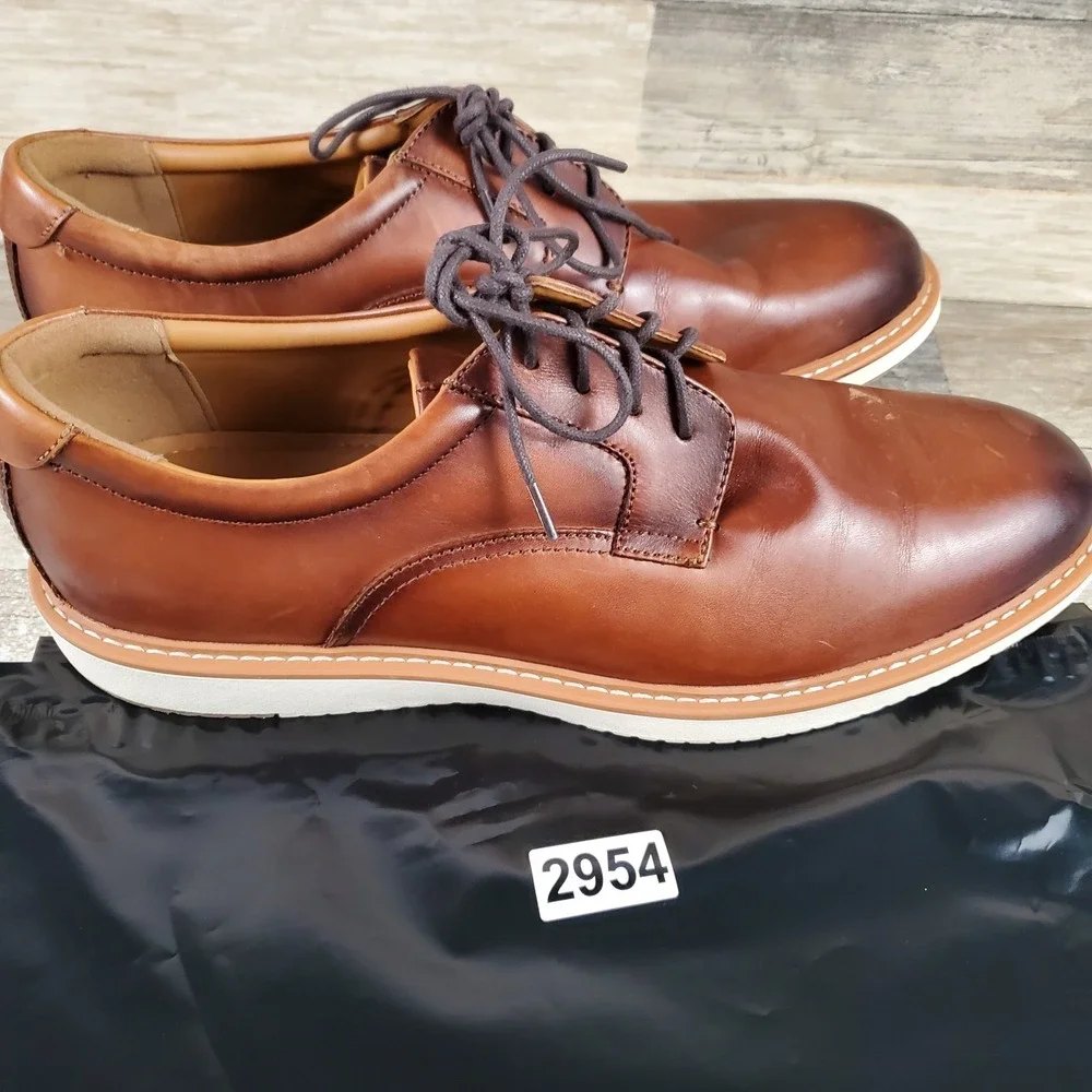 Nordstrom Rack Mens Oxford Sz 13 M Cognac Leather Casual Lace Up Plain Toe